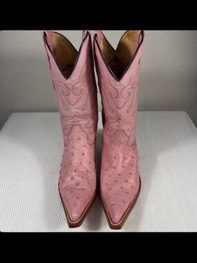 Pink Ostrich Cowboy Boots